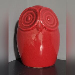 Red Ceramic Owl Figurine